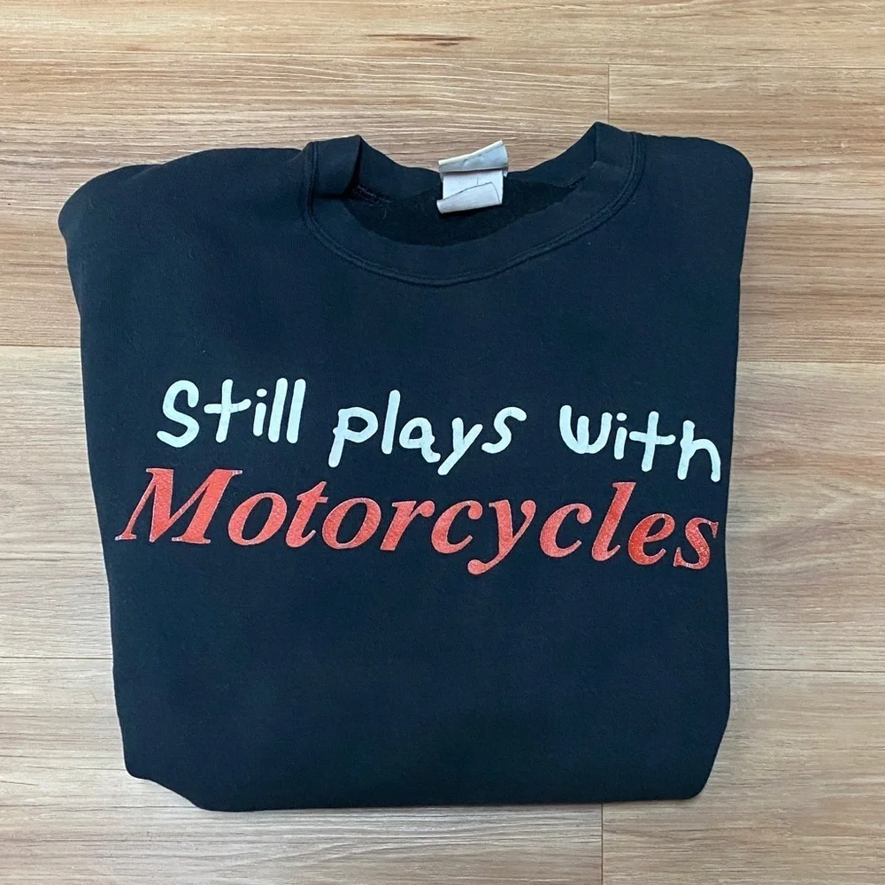 Vintage 90s Lee Heavyweight “Still Plays with Motorcycles” Crewneck Size Large